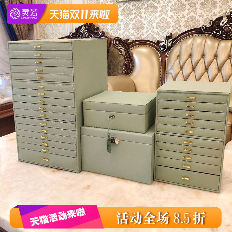 大容量多层首饰盒公主欧式韩国10层珠宝手饰品收纳盒木质带锁礼物