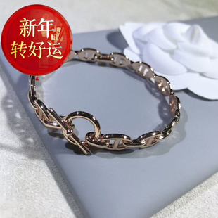 【好运】纯银猪鼻子满钻不带钻镀玫瑰金白金百搭时尚ot扣手镯手环
