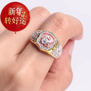 复古潮流风格 国潮纯银黄财神指环式 2024新款 纯银饰品 新年转运