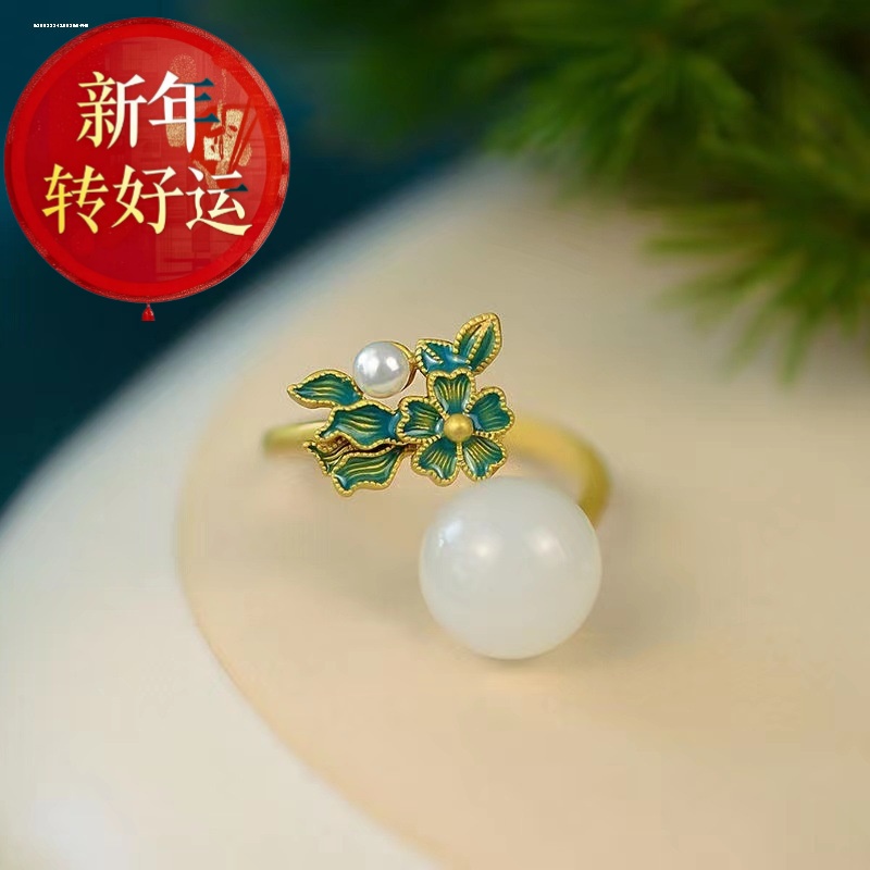 S925银文艺中国风梅花开口戒指清