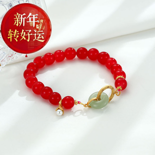 女王虎年本命年好运大红天然红玛瑙手链ins小众设计 新年转运