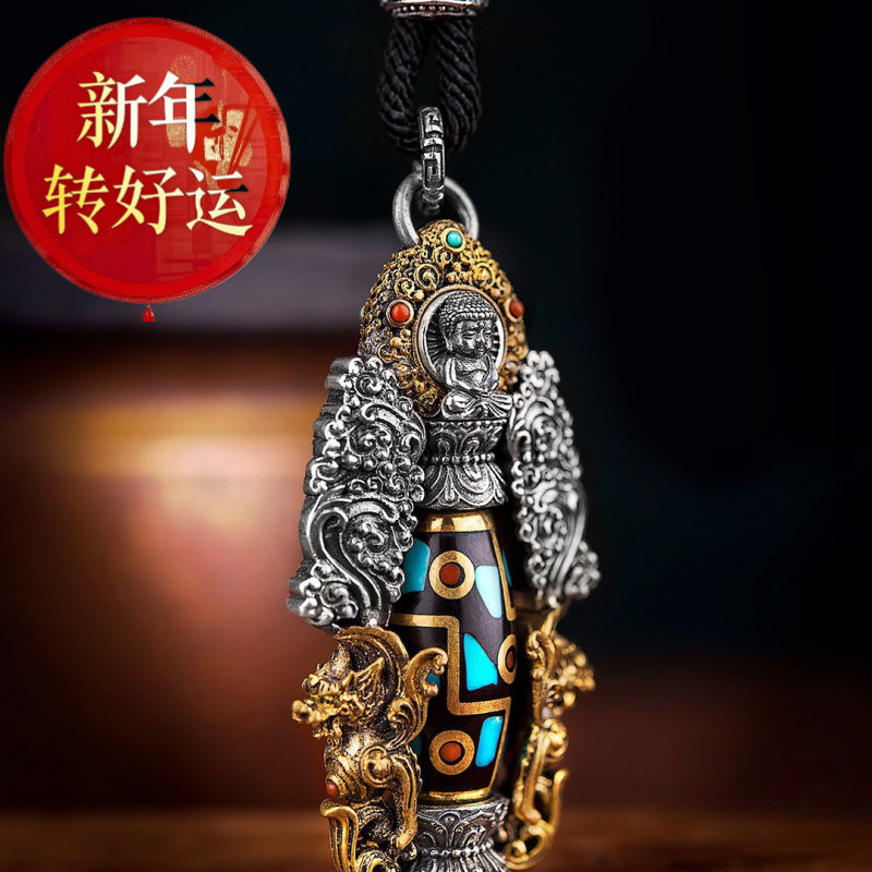 纯银手工阿弥陀佛汽车后视镜挂件
