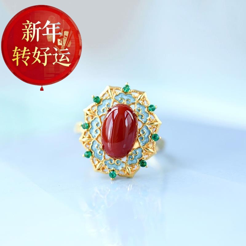宫廷风开口可调节指环银饰925纯
