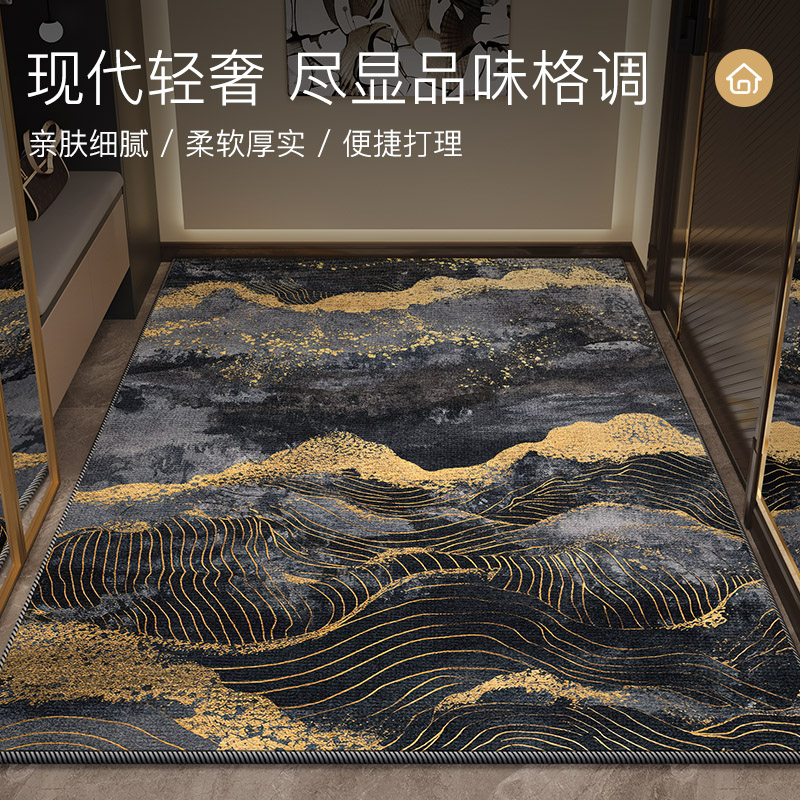 入户地垫仪式感轻奢风耐脏防水防滑门厅玄关柔软比利时绒进门地毯