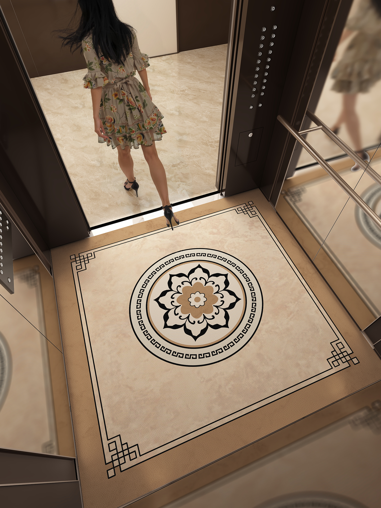 电梯地垫轿厢专用地毯pvc耐磨防滑定制图案酒店门口地板地胶脚垫