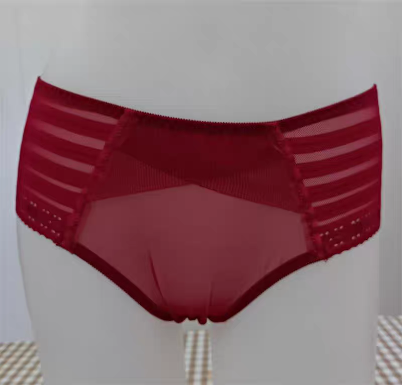 法曼儿专柜正品青年女纯色中腰蕾丝边女式超薄网纱平角裤1861097