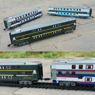 奥乐双层火车厢SRZ型硬软座绿皮仿真模型轨道电动儿童大男孩玩具