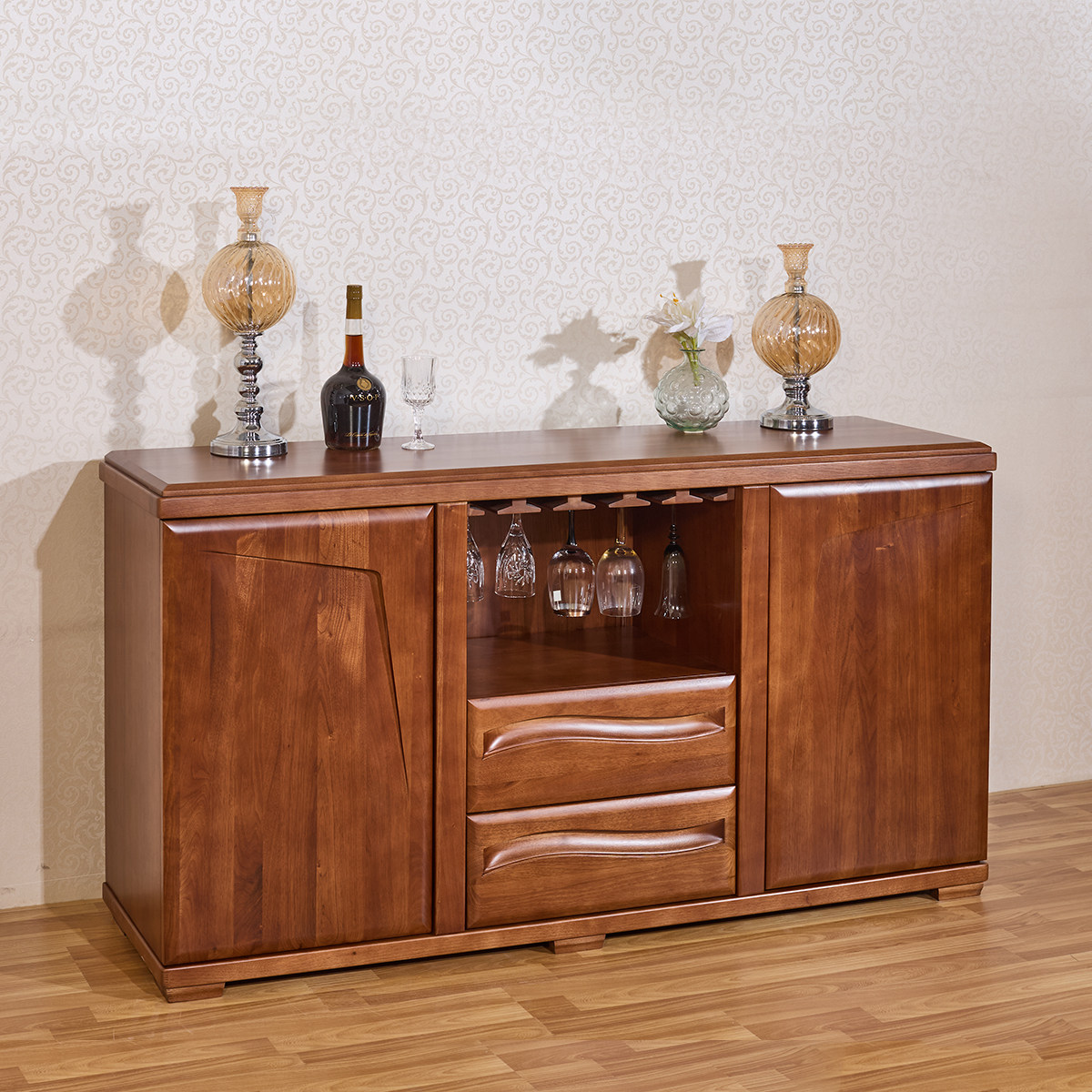 顺心家具实木餐边柜现代中式