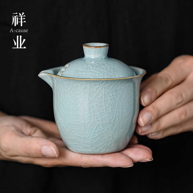 高颜值汝窑手抓壶家用一人泡茶开 片可养陶瓷茶壶单个盖碗功夫茶,餐饮具,茶壶,淘宝优惠券,粉丝福利购,淘宝优惠卷