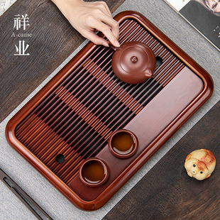 茶盘家用2025新款竹制茶托 托盘彷花梨实木色小型沥水茶海干 干泡
