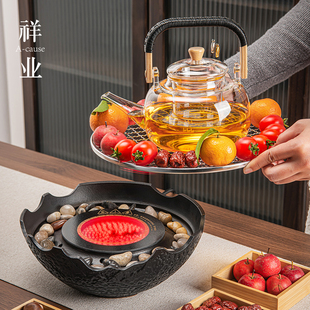 黑晶炉围炉煮茶炉电炉室内家用器具全套冬天烤火炉套装围聚煮茶壶
