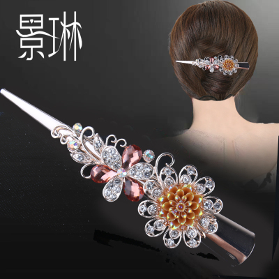 景琳牛角盘发鸭嘴头饰妈妈抓夹