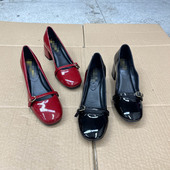 外贸原单欧美时尚 玛丽珍 女鞋 鞋 垫羊皮扣带复古小方头粗跟浅口单鞋