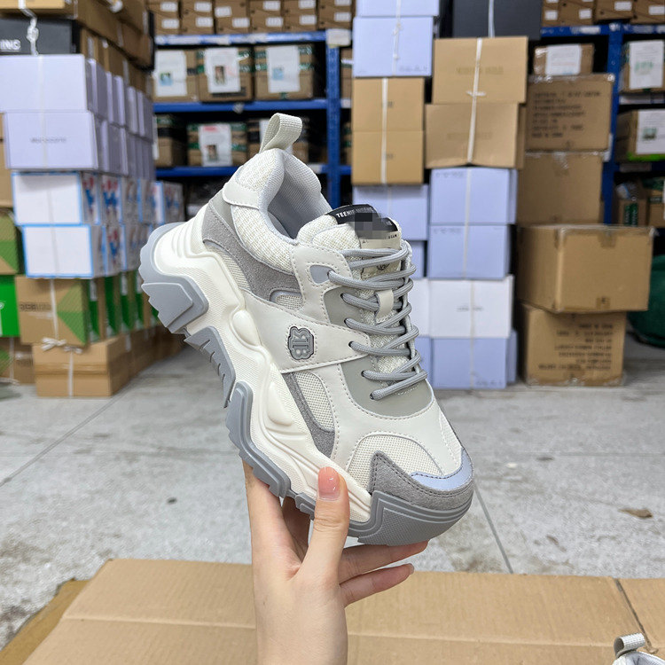 圆头厚底透气系带休闲鞋老爹鞋