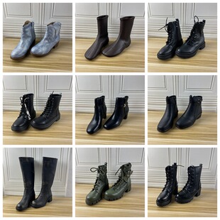 时尚 Lady Shoes外贸原单女靴杂款 36码 纯色粗跟短靴长靴 圆头小码
