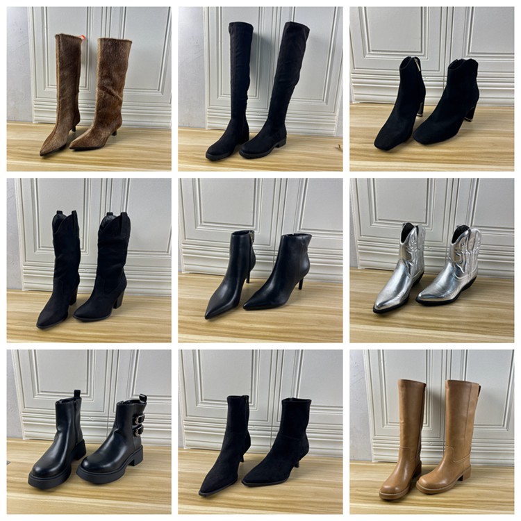 女靴尖头粗跟时尚复古短靴长靴