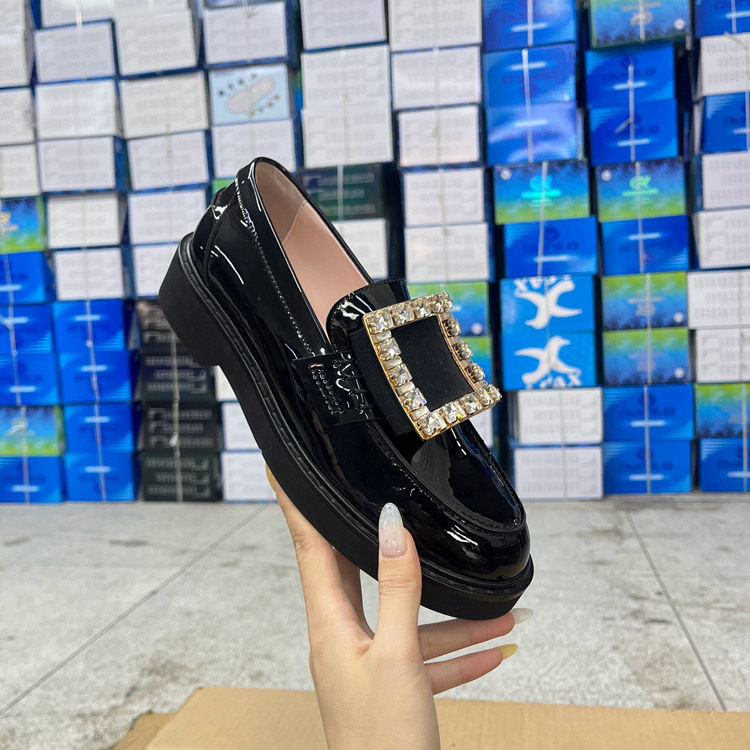 外贸原单女鞋圆头纯色厚底粗跟带钻时尚新款一脚蹬单鞋百搭乐福鞋,女鞋,乐福鞋（豆豆鞋）,淘宝优惠券,粉丝福利购,淘宝优惠卷