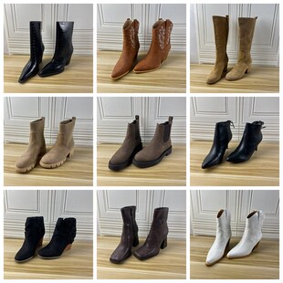 小码 37码 Shoes外贸原单女靴杂款 短靴 时尚 粗跟侧拉链时装 独码 Lady