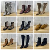 外贸原单杂款 圆头纯色厚底细跟短靴长靴 清仓优惠时尚 40码 女靴独码