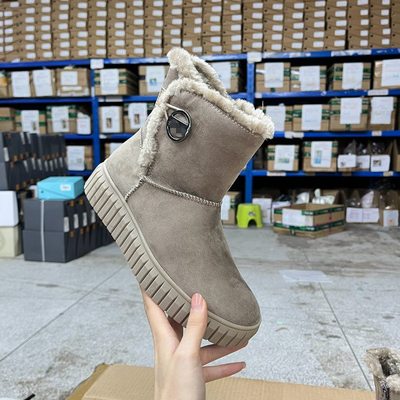 内里加绒圆头厚底舒适百搭毛毛靴