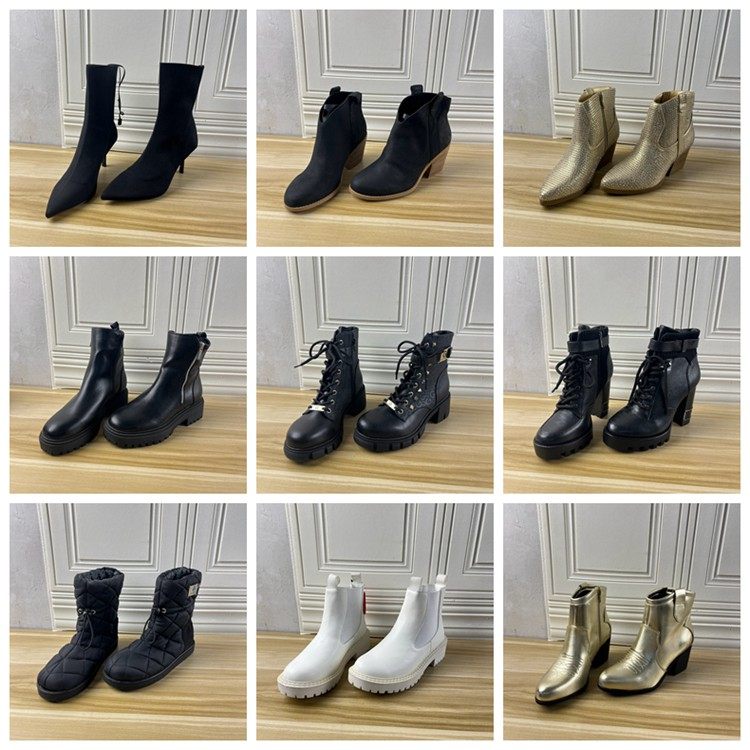 独码女靴粗跟侧拉链时尚通勤短靴