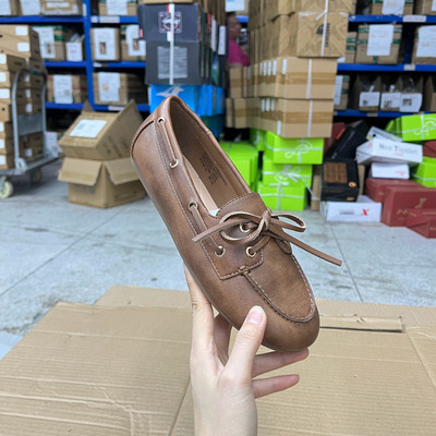 圆头平底系带浅口豆豆鞋时尚百搭