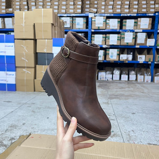 圆头纯色粗跟侧拉链通勤时装 时尚 短靴 Shoes外贸原单女靴新款 Lady