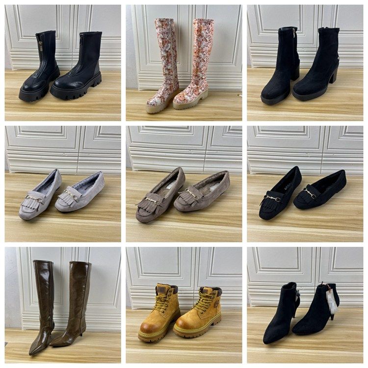 Lady Shoes外贸原单37码杂款时尚独码女鞋纯色粗跟时装短靴长靴