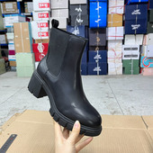 Lady 短靴 圆头纯色厚底粗跟套筒时装 Shoes外贸原单女靴新款 时尚