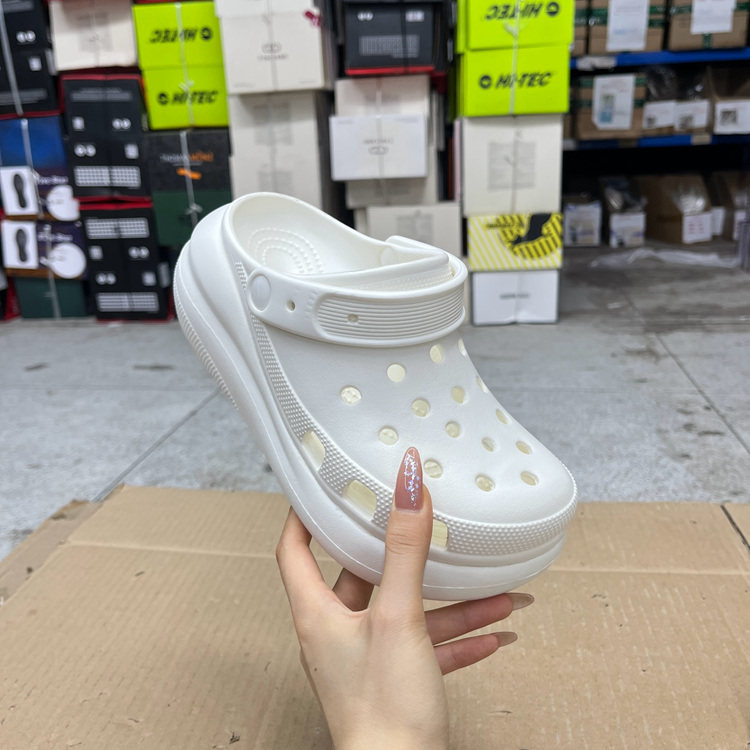 圆头纯色厚底洞洞鞋休闲拖鞋凉鞋