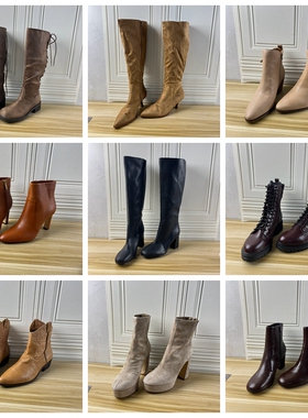 Lady Shoes外贸原单42码杂款长靴简约时尚新款圆头孤品捡漏短靴