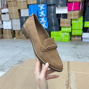 清仓款 外贸原单工厂女鞋 乐福鞋 shoes尖头纯色粗跟一脚蹬单鞋 时尚