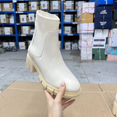 舒适百搭 新款 Lady Shoes外贸原单圆头厚底粗跟短靴微瑕简约时尚