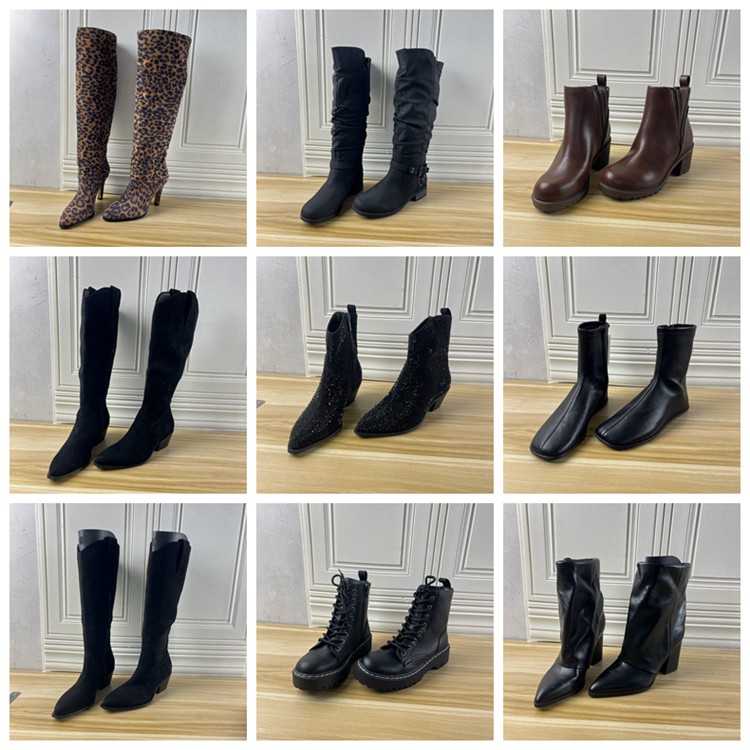 独码时尚通勤粗跟时装短靴长靴