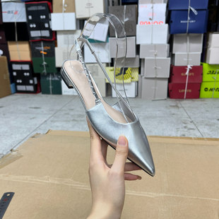 Lady Shoes外贸原单女鞋新款时尚百搭尖头纯色带钻平底浅口单鞋
