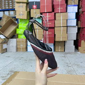 外贸原单女鞋 舒适凉鞋 新款 shoes圆头平底针织面浅口一字带扣时尚