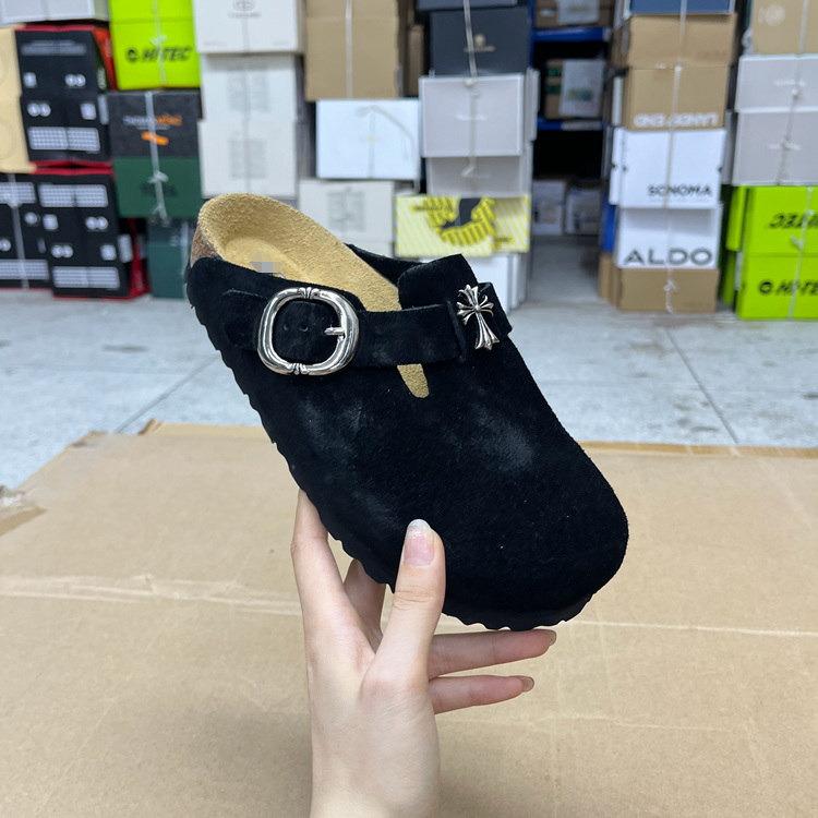 时尚圆头纯色厚底博肯包头半拖鞋