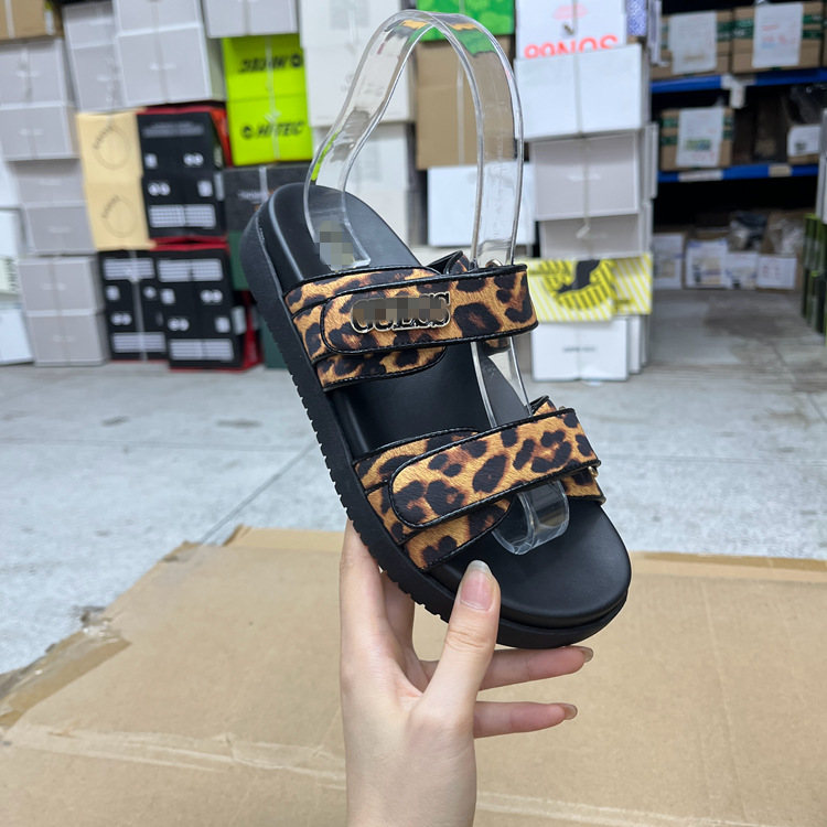 百搭圆头纯色厚底魔术贴拖鞋凉鞋