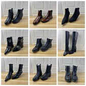 Shoes外贸原单41码 杂款 女靴时尚 Lady 独码 圆头穿粗跟侧拉链短靴