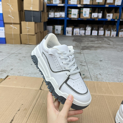 圆头厚底新款休闲系带单鞋板鞋