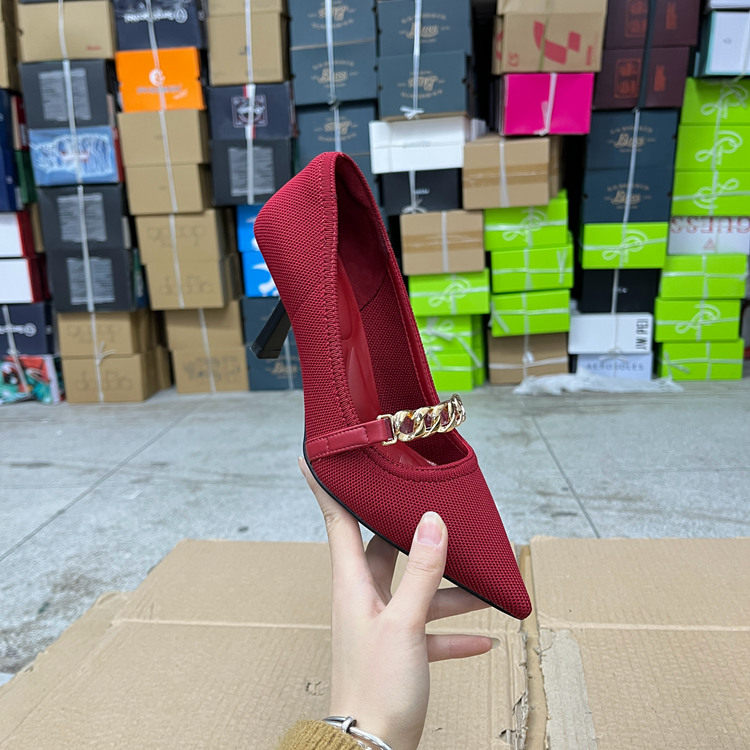 外贸原单shoes关税原因工厂清仓偏大一码尖头蝴蝶结浅口细跟单鞋