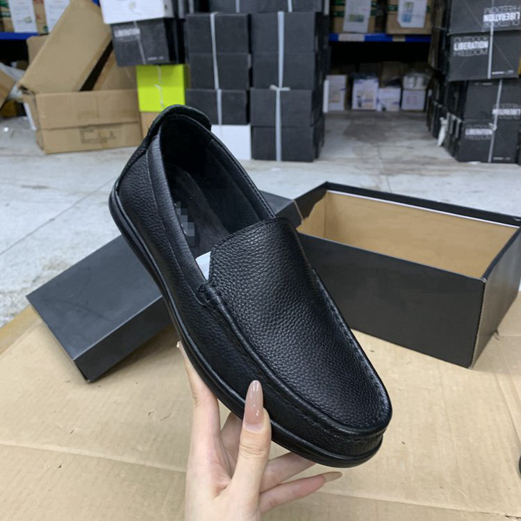 真皮男鞋简约新款一脚蹬乐福鞋