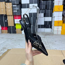 包头凉鞋 气质尖头纯色皮带扣浅口细跟一字扣时装 新款 外贸原单女鞋