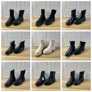 靴子 圆头厚底短靴孤品捡漏舒适百搭杂款 Lady Shoes外贸原单37码