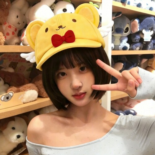 可爱卡通小可翅膀翻檐棒球帽女