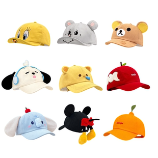 日系可爱卡通玩偶动物系列棒球帽显脸小大头围鸭舌帽子夏季 女