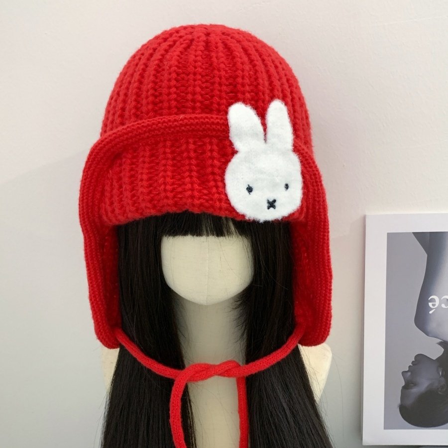 红色米菲兔针织毛线帽女生冬保暖飞行员帽子防寒护耳显脸小雷锋帽,服饰配件/皮带/帽子/围巾,帽子,淘宝优惠券,粉丝福利购,淘宝优惠卷