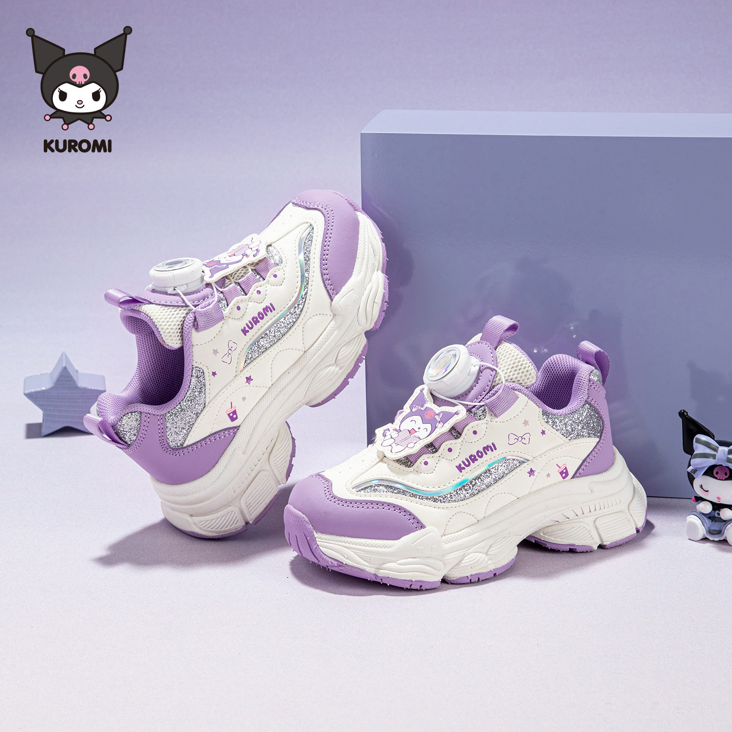 hellokitty库洛米女童运动鞋2025秋季新款女孩老爹鞋儿童旋转扣鞋