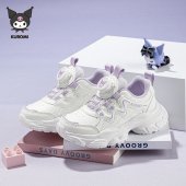 儿童白色运动鞋 小学生白鞋 秋季 女孩旋转扣鞋 新款 库洛米女童小白鞋