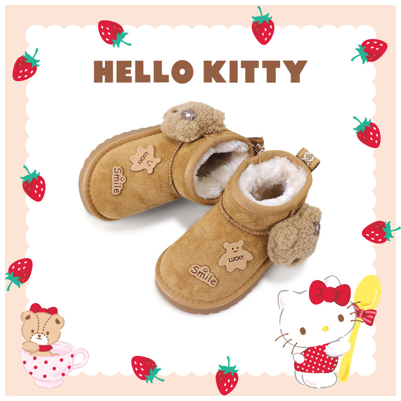HELLO KITTY童鞋毛绒雪地靴女童冬季加绒保暖卡通短靴毛毛鞋,童鞋/婴儿鞋/亲子鞋,雪地靴,淘宝优惠券,粉丝福利购,淘宝优惠卷